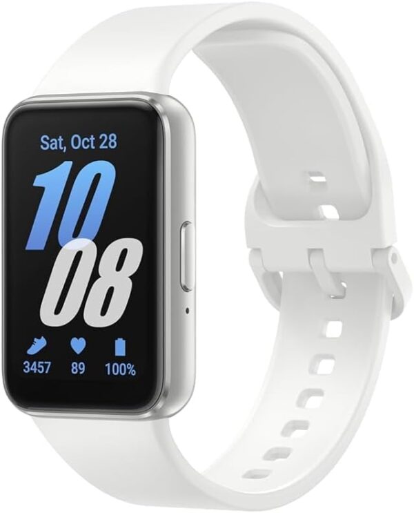 ساعت هوشمند Samsung Galaxy Fit3 – پایش فعالیت ورزشی و خواب، تشخیص سقوط، اتصال بلوتوث، بدنه ۴۰ میلی‌متری نقره‌ای؛ همراهی سبک و هوشمند برای سبک زندگی فعال