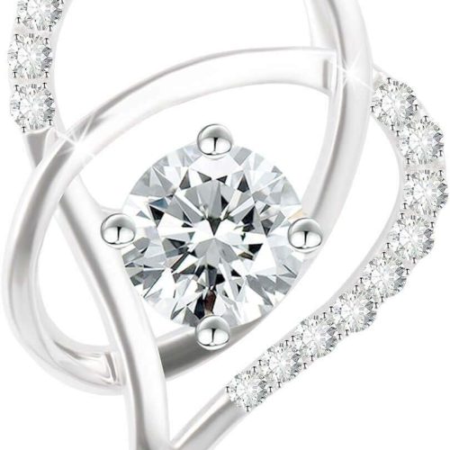 گردنبند زنانه J.Rosée با کریستال‌های Swarovski – پلاک الماس‌مانند با آبکاری طلا ۱۸ عیار و نقره استرلینگ ۹۲۵