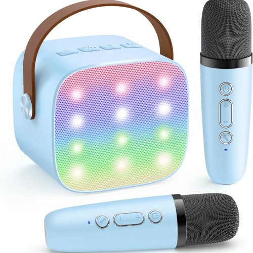 دستگاه کارائوکه کودکانه قابل حمل KaraoKids – اسپیکر بلوتوثی با ۲ میکروفون بی‌سیم، شامل ۱۸ آهنگ از پیش نصب شده، مناسب جشن تولد و سرگرمی کودکان ۳ تا ۸ سال