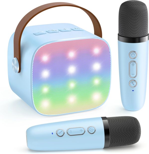 دستگاه کارائوکه کودکانه قابل حمل KaraoKids – اسپیکر بلوتوثی با ۲ میکروفون بی‌سیم، شامل ۱۸ آهنگ از پیش نصب شده، مناسب جشن تولد و سرگرمی کودکان ۳ تا ۸ سال